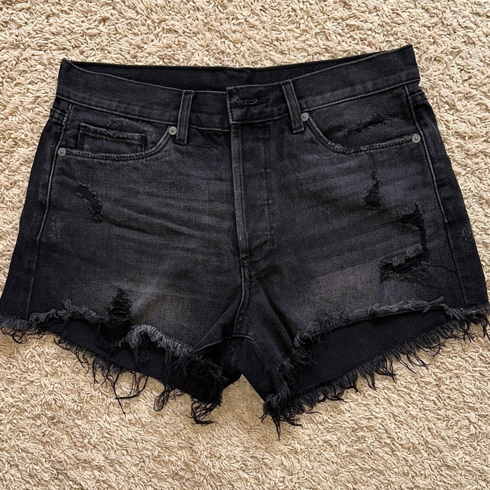 Blank NYC Black Frayed Jean Shorts